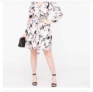Geo print wrap front dress
